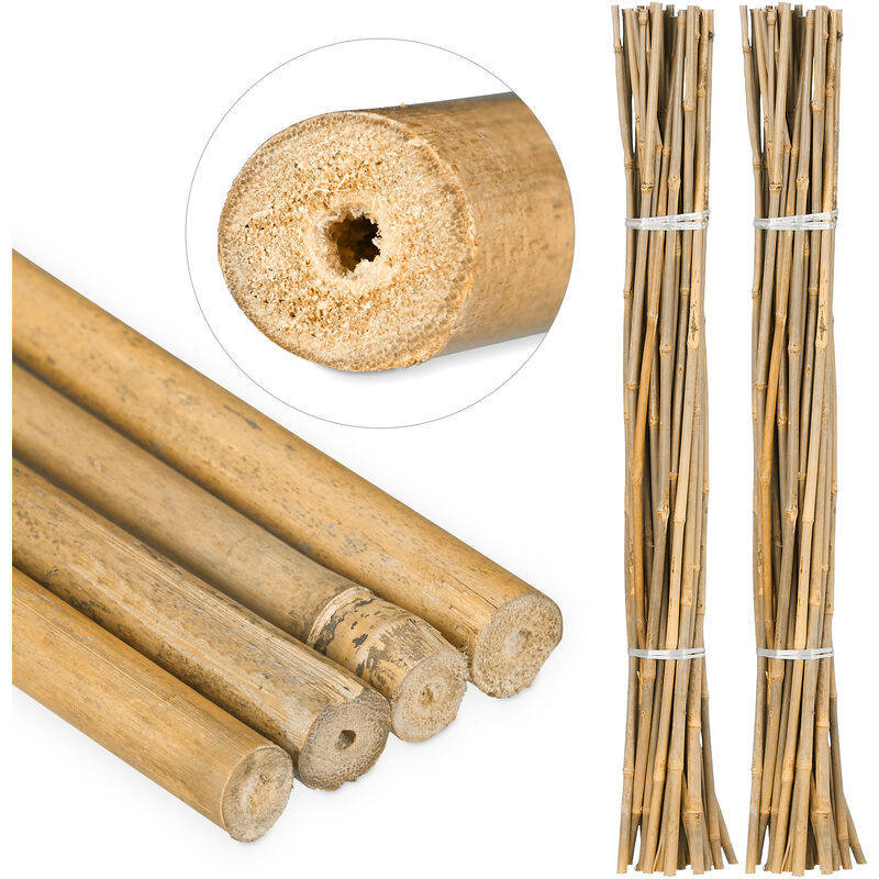 Tiges en bambou 105 cm, lot de 50, en bambou naturel, tuteur pour plantes ou décoration, bâtons pour bricoler, naturel