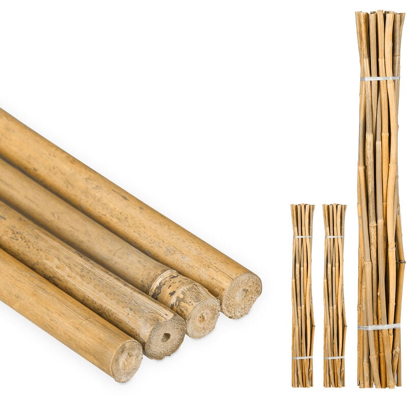 Relaxdays - Tiges en bambou 120 cm, lot de 75, en bambou naturel, tuteur pour plantes ou décoration, bâtons pour bricoler, naturel