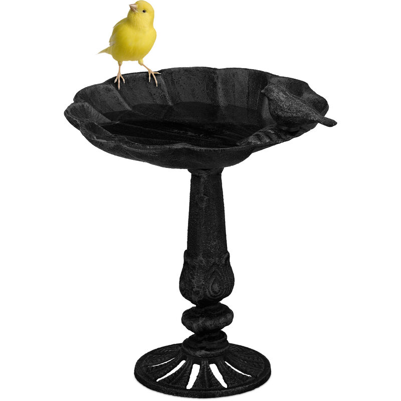 Abreuvoir à oiseaux sur pied, en fonte, résistant au froid et à la pluie, en forme de coquillage, mangeoire - Relaxdays