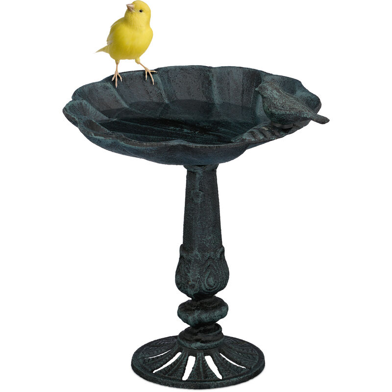 Abreuvoir à oiseaux sur pied, en fonte, résistant au froid et à la pluie, en forme de coquillage, mangeoire - Relaxdays
