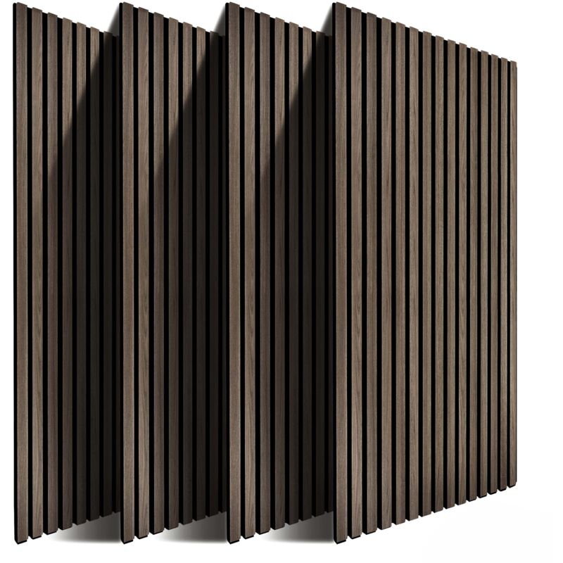 Relaxdays acoustic panels, set of 4, 120 x 60 cm, noise reduction & wall covering, oak veneer, dark brown