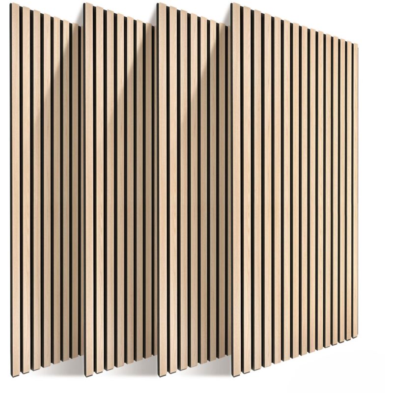 Relaxdays acoustic panels, set of 4, 120 x 60 cm, acoustic wall panels, oak veneer, light brown