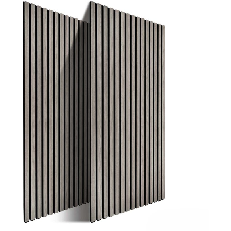 Relaxdays acoustic panels, set of 2, 120 x 60 cm, sound-absorbing wall panels, oak veneer, dark grey