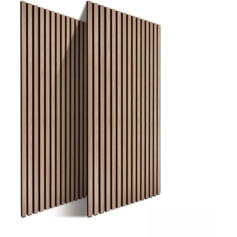 Relaxdays acoustic panels, set of 2, 120 x 60 cm, sound insulation & wall covering, oak veneer, natural