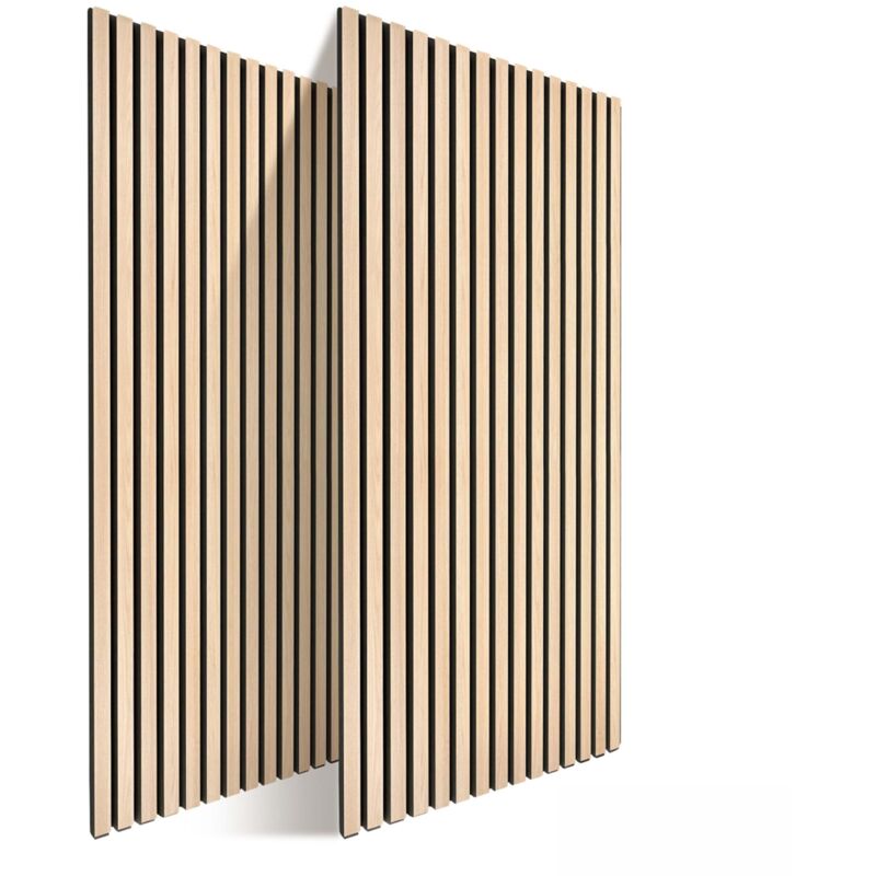 Relaxdays acoustic panels, set of 2, 120 x 60 cm, sound absorption & wall panelling, oak veneer, light brown