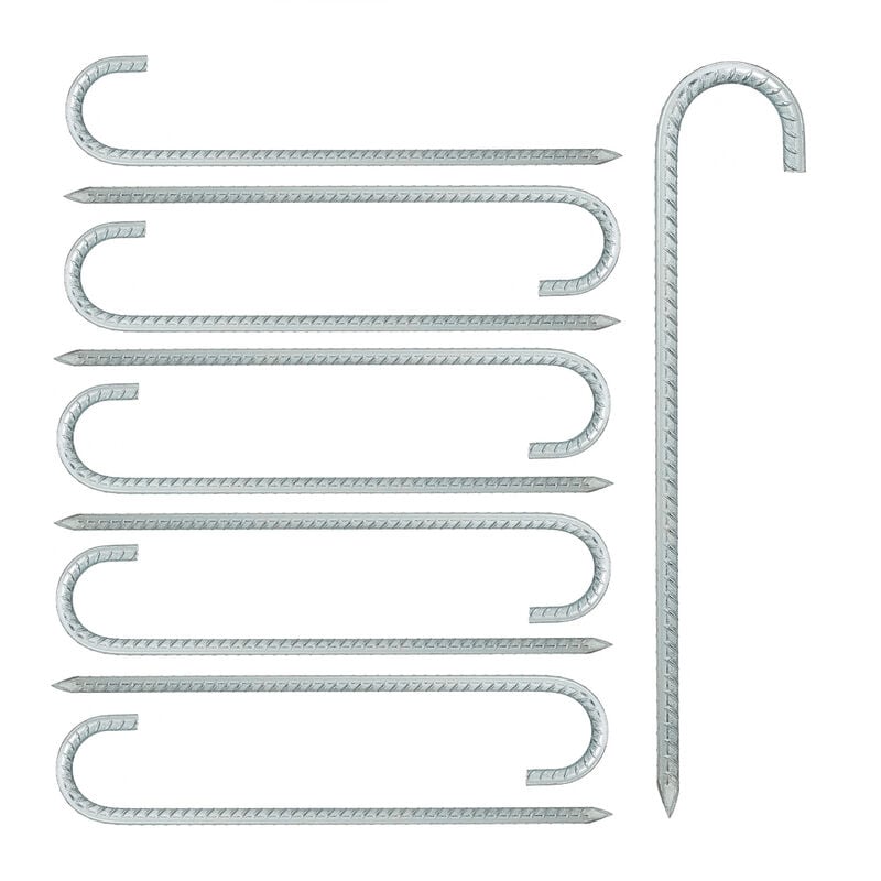 Ancres de sol en lot de 10, sardines xl, extra longues, camping, accessoire de tente, acier, 38,5 cm, argenté - Relaxdays