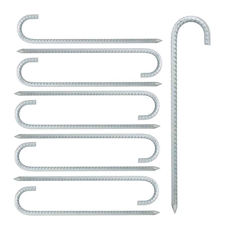 Ancres de sol, lot de 20, sardines xl, extra longues, camping, accessoire de tente, acier, 38,5 cm, argenté