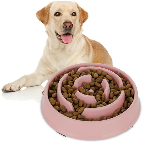 Relaxdays Anti Schling Napf, Futternapf für Hunde, Tiernapf 400 ml, langsames Fressen, Hundenapf spülmaschinenfest, rosa