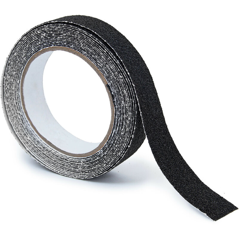 Relaxdays - Anti-Slip Tape 5 m Grip Tape Anti Slip for Non-Slip Steps Traction For Indoor And Outdoor Use, 25 mm, Black