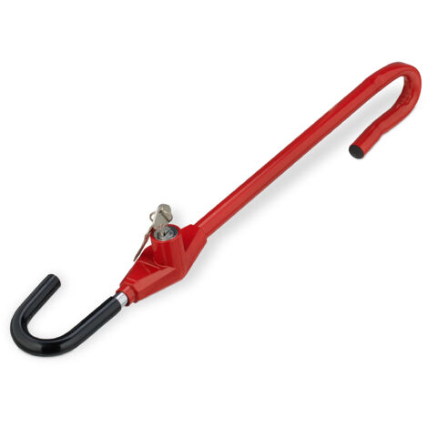 Relaxdays Antifurto Bloccasterzo Auto, Lucchetto Blocca Volante, Protezione Sterzo Universale, Asta in Acciaio, Rosso