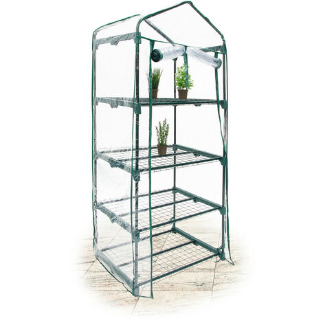   Anzucht Gewächshaus mit 4 Ablagen 156 x 70 x 50 cm HxBxT, Balkon Foliengewächshaus platzsparend, transparent