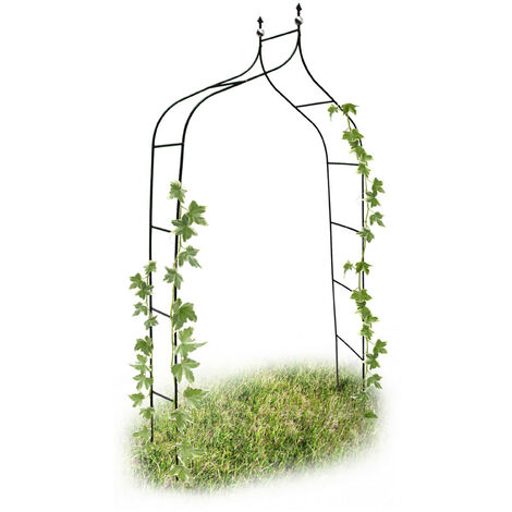   Arche à rosiers courbée avec pointe, métal 2,4 m, arceau de jardin, obélisque, tuteur plantes grimpantes, vert