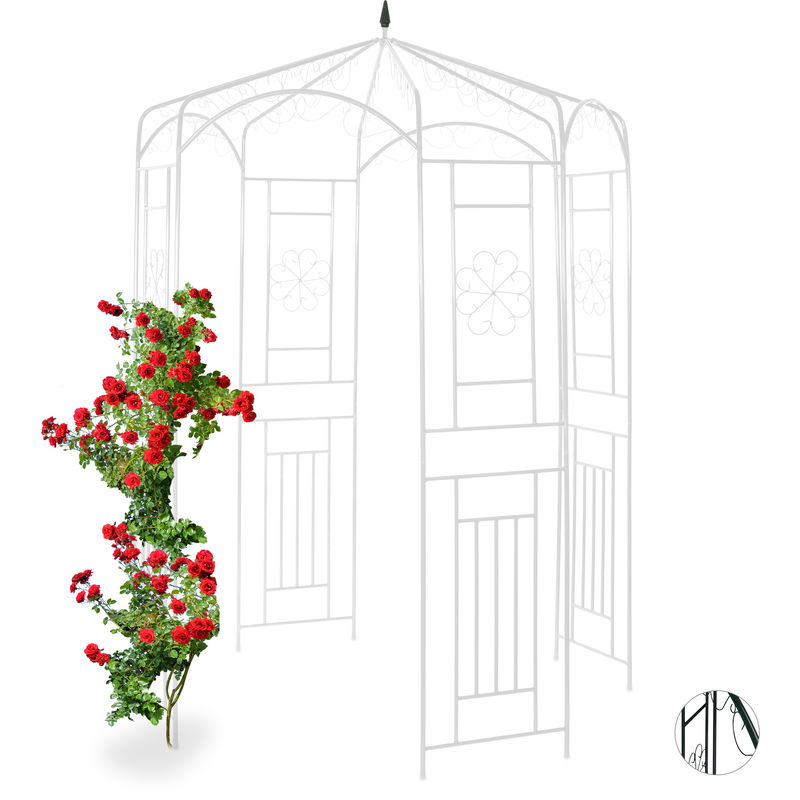 Arche à rosiers, Pavillon rosiers, Tonnelle plante grimpante, Tuteur treillis jardin 250x160x160 cm, blanc - Relaxdays