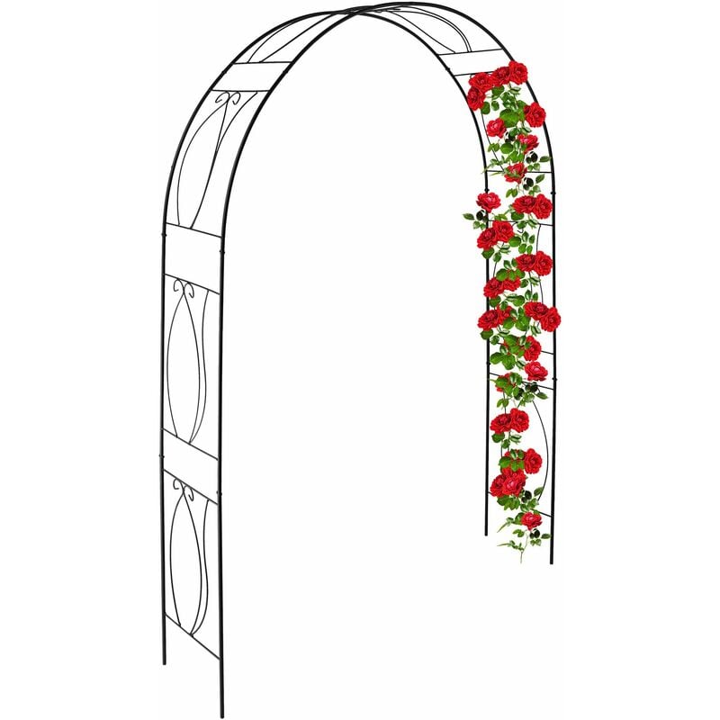 Relaxdays - Arche à rosiers en métal, portail de jardin, HxLxP : 233 x 172 x 35 cm, rétro, tuteur plantes grimpantes, noir