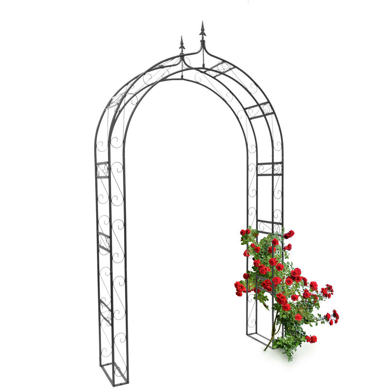 Arche à rosiers pointue h x l x p: 242 x 138 x 35,5 cm Tuteur de plantes grimpantes Support de jardin fer noir - Relaxdays