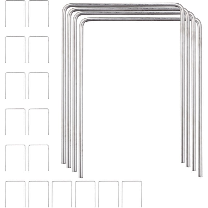 Arceaux croquet, lot 20 pièces, jouer à l'extérieur, jardin, forme de u, adultes et enfants, acier, argenté - Relaxdays