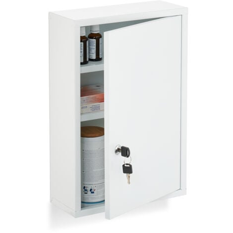 Armoire à Pharmacie 2 étagères 3 Niveaux Dim. 30L X 12l X 60H Cm Logo