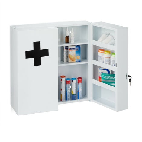 Armoire à pharmacie Boîte étagère rangement pour médicaments Inox 30x18x50  cm 4052025190934