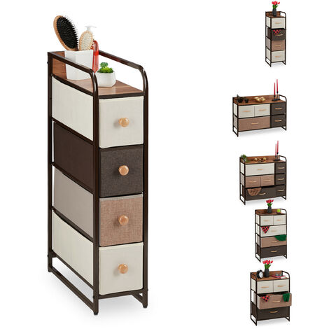   Armoires avec tiroirs, 4 à 7 compartiments, support, pliable, chambre, Commode nuit, 84,5 x 20 x 49,5 cm brun