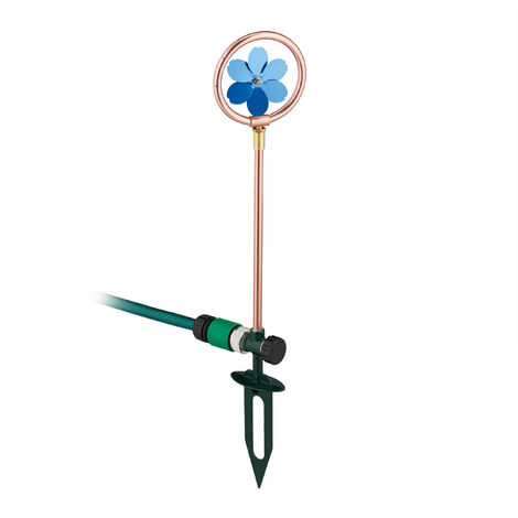   Aspersor Diseño de Flor, Juego de Agua para Jardín, Con Estaca, Pulverizador Agua, 55,5 x 11 cm, Cobre y Azul