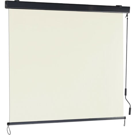 Relaxdays Auvent perpendiculaire, 250x160 cm, protection solaire, privée, balcon et terrasse, manivelle, intimité, beige