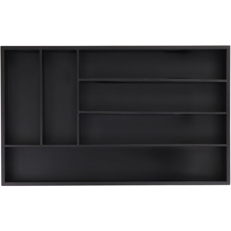 Relaxdays - Bac à couverts, 6 compartiments, h x l x p : 5 x 46 x 28 cm, organiseur tiroirs, range-couverts bambou, noir