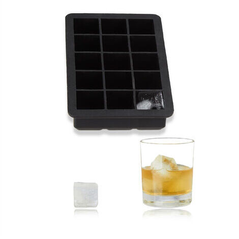 Relaxdays Bac à glaçons en silicone 2,5 cm moule à glace noir sans BPA HxlxP: 3 x 15 x 9,5 cm, noir