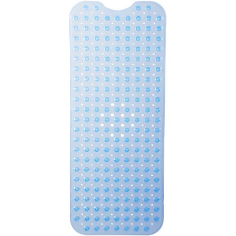 Relaxdays Badewannenmatte, mit Saugnäpfen, PVC, Kinder & Erwachsene, BxT: 97 x 39 cm, rutschfeste Wannenmatte, blau