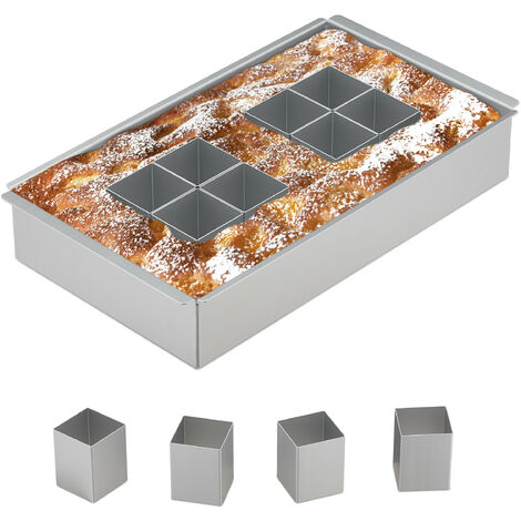 Relaxdays Baking Tin, Numbers & Letters, Aluminium, Adjustable Cake Form, Rectangular, HxWxD: 5.5 x 31.5 x 18 cm, Silver