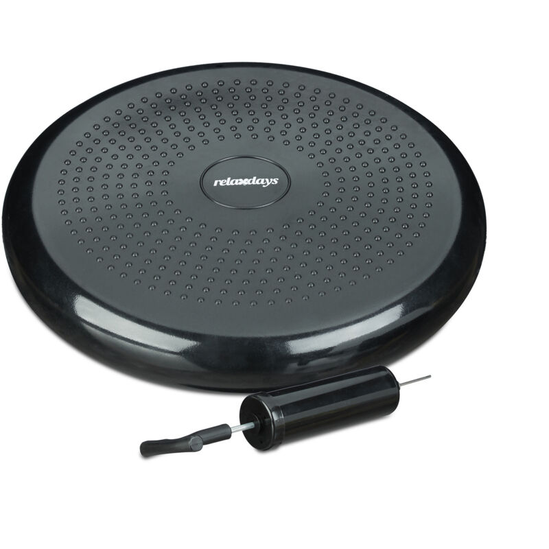 Relaxdays - Set Of 3 Balance Discs, 33 Cm Stability Wobble Cushion With Air Pump, Balance Pillow, Fitness Board, Black