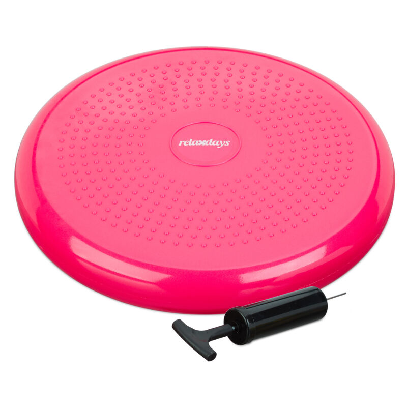 Set Of 3 Relaxdays Balance Discs, 33 Cm Stability Wobble Cushion With Air Pump, Balance Pillow, Fitness Board, Pink