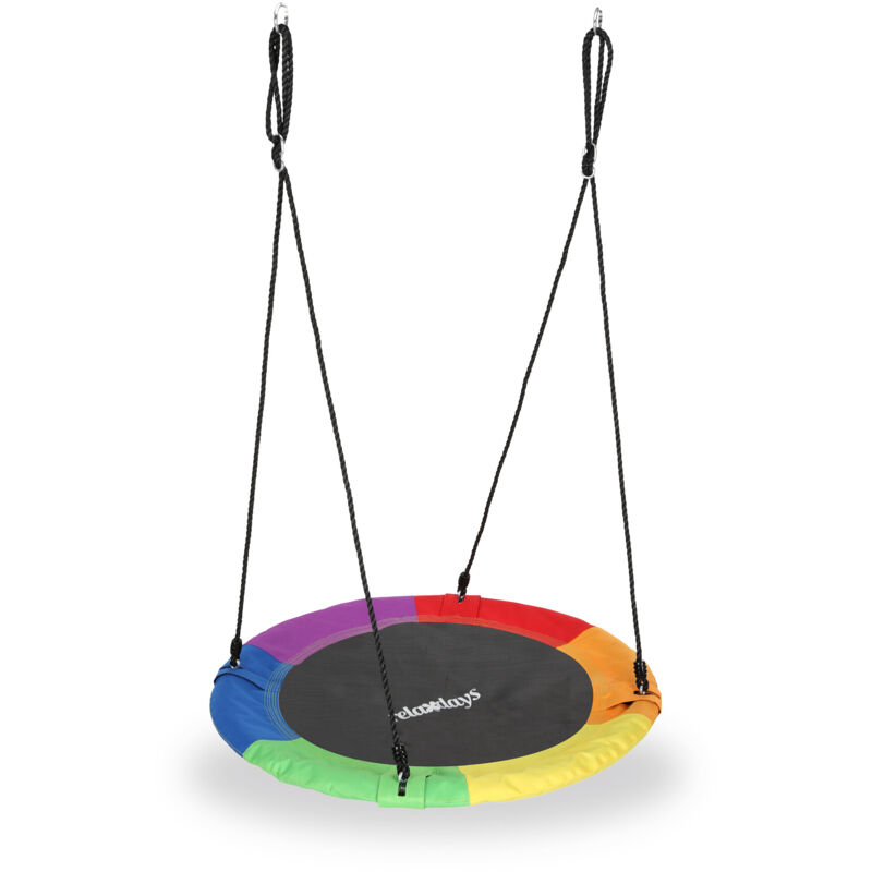 Relaxdays Balançoire nid d'oiseau rond 90 cm à suspendre enfant adulte jardin extérieur Ø 90 cm, 100 kg