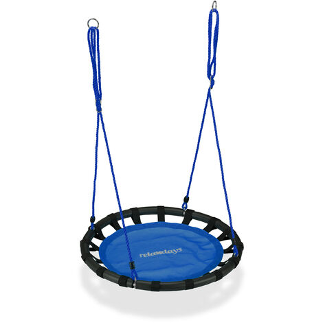 Relaxdays – Balançoire nid d'oiseau ronde 80 cm – Charge 100 kg – Cadre en métal rembourré – Corde réglable pour intérieur et extérieur