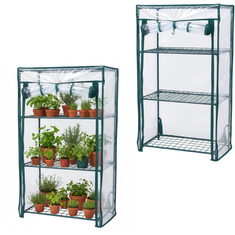 Relaxdays Balcony Greenhouse, 2-pack, Pvc, Steel, Hxwxd 80 X 46 X 24 Cm, Tomato Greenhouse, 3 Tiers, Green/transparent