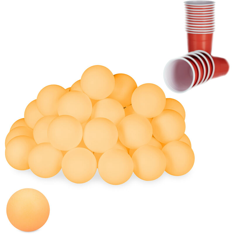 Relaxdays - Balles de ping-pong, 48 pièces, accessoires en plastique, sans inscriptions, tennis de table, 38 mm ø, orange