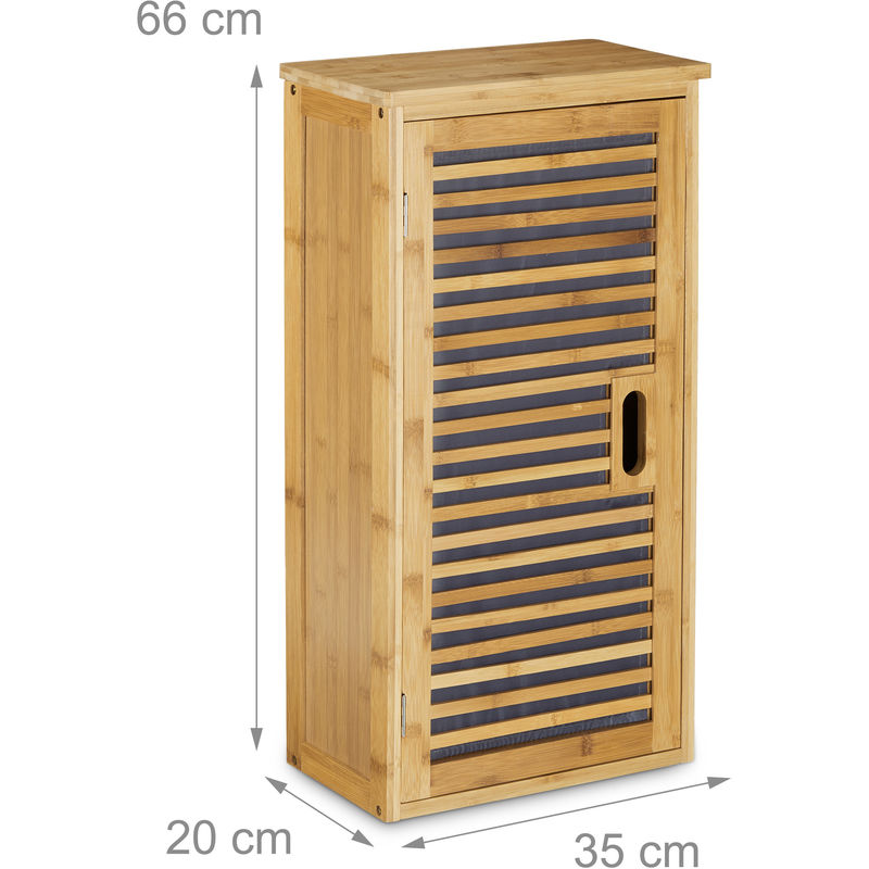 Relaxdays Bamboo Bathroom Cabinet Size 66 X 35 X 20 Cm With 2 Shelves With Storage Space For Bathroom Accessories Wall Cabinet Or Standing Cupboard For The Bathroom And Living Room Natural Brown 3100203013099