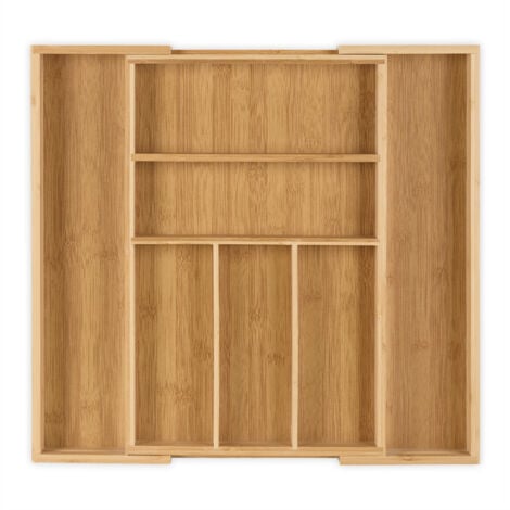 Relaxdays Bamboo Kitchen Drawer Organiser Adjustable Width