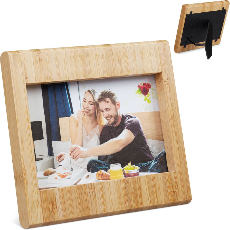 Relaxdays - Bamboo Picture Frame, Photo Frame Stand, Horizontal & Vertical, Fillable Image Frame Stand, 10x15cm, Natural