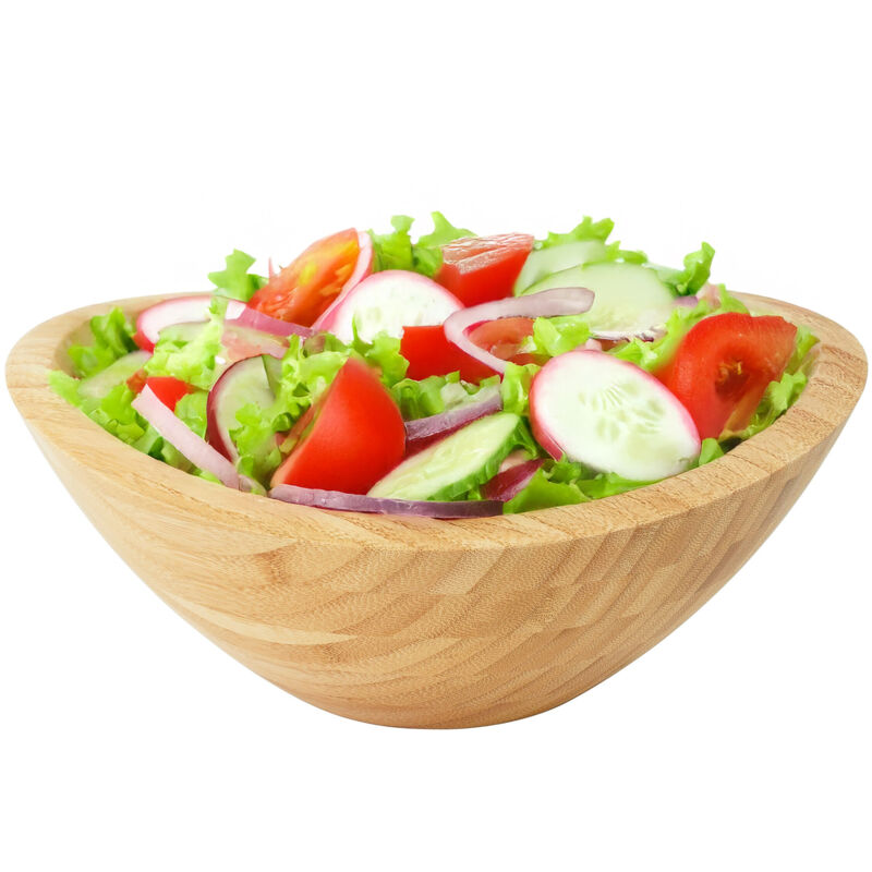 Relaxdays Oval Bamboo Salad Bowl, Hxwxd, 12 X 29 X 27.5 Cm, Serving Bowl For Salads, Snacks, Or Fruit, Natural