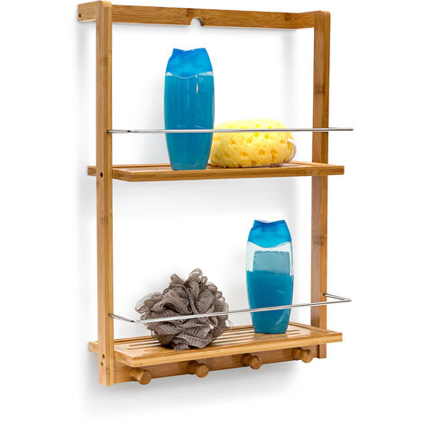 Bamboo Hanging Shower Caddy Made From Natural Bamboo 2 Level