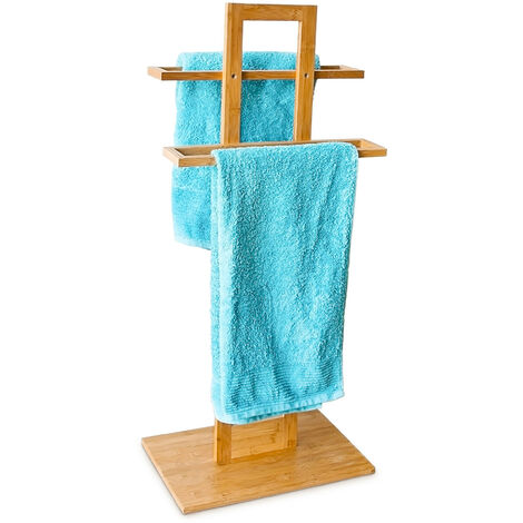 main image of "Relaxdays Bamboo Towel Holder, 37 X 25 X 85 cm, Free-Standing Towel Rack for 2 Towels, Small Clothes Butler, Natural Brown"