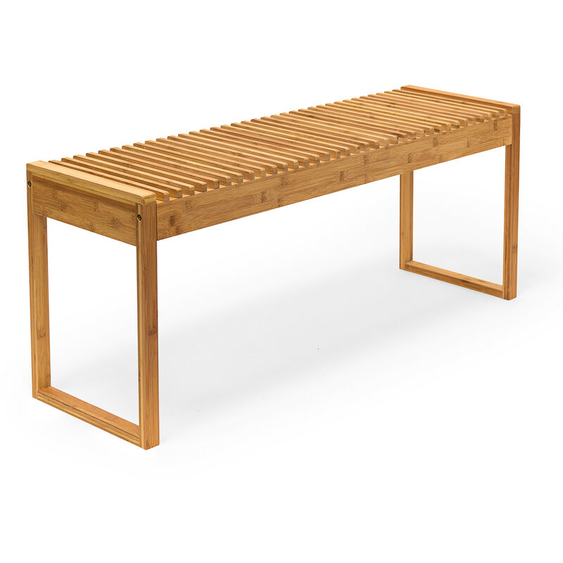 Relaxdays - Bamboo Wooden Bench Seat for Patio Balcony Foyer 47 x 120 x 33 cm - Indoor / Outdoor Wood Bench, Natural