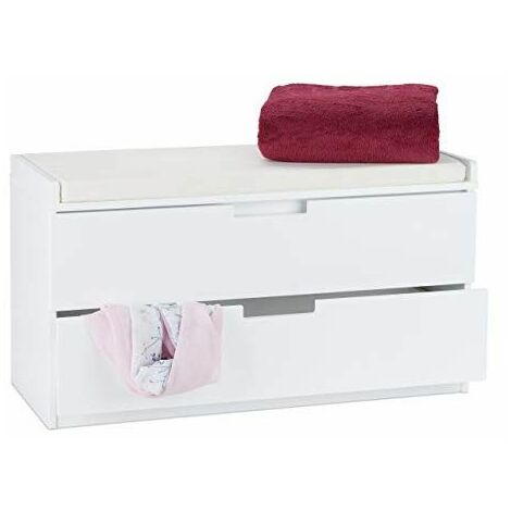 Relaxdays Banc à chaussures, commode rangement, Banquette 2 tiroirs, Meuble entrée, c...