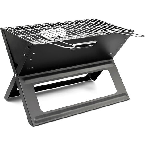 Grille de barbecue pliable portable avec trépied - Ø 50 x 21H cm - acier  galvanisé