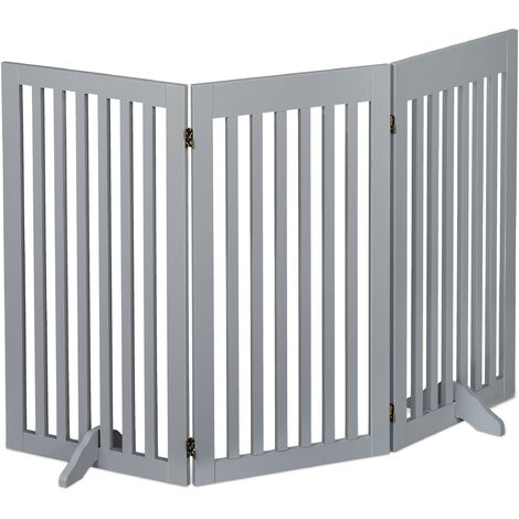 Relaxdays Barrera Seguridad Perros, Valla Protectora Plegable, 92 x 154 cm, Cerca Mascotas, con Patas, Gris