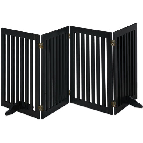 Relaxdays Barrera Seguridad Perros, Valla Protectora Plegable, 92 x 206,5 cm, Cerca Cachorro Mascotas, con Patas, Negro