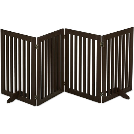 Relaxdays – Barrière de sécurité pliable 70 cm – Largeur 206 cm – Autonome avec pieds – Pour chiens – Matériau MDF marron