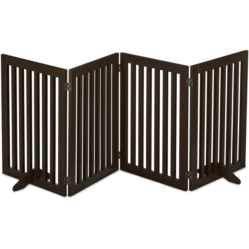 Relaxdays Barrière de sécurité, pliable, autonome, hauteur de 70 cm, pour chiens et enfants, différents formats, marron