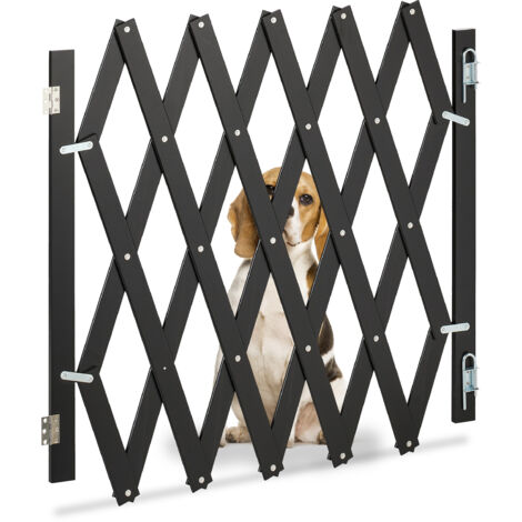 Relaxdays – Barrière de sécurité pour chien extensible 35-126 cm – Hauteur 70-82 cm en bambou noir – Installation facile au mur ou porte