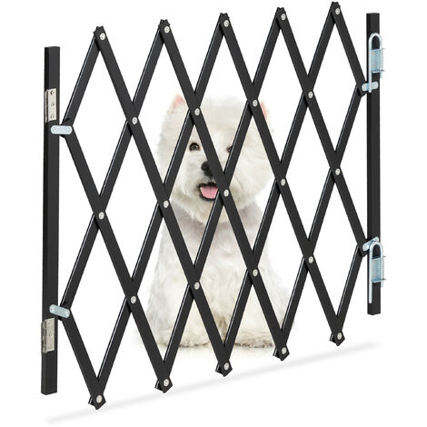 Relaxdays – Barrière de sécurité pour chien extensible 96 cm – Hauteur réglable 48,5-60 cm – En bambou et fer – Installation facile au mur